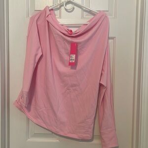 LP pink Sheera Top. Hangs off the left shoulder. Comfy sweatshirt material